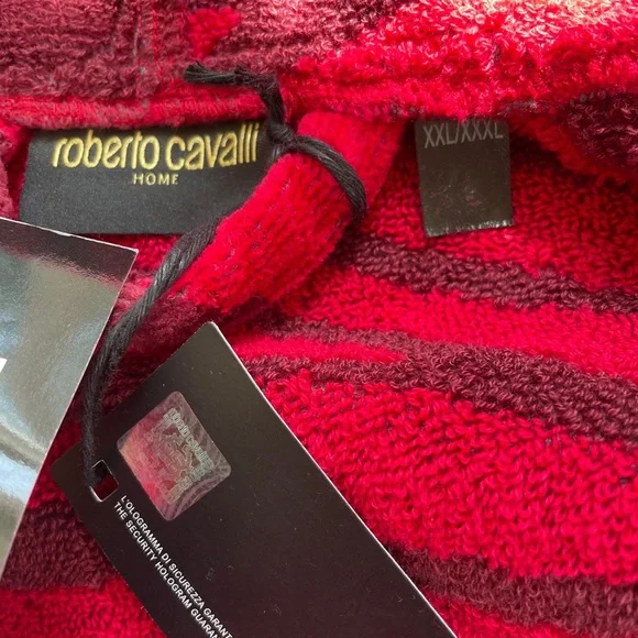Roberto Cavalier Unisex Zebra Shawl Bathrobe Red Size XXL - Picture 13 of 15